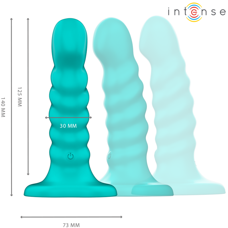 INTENSE - BUFFY VIBRATOR SIZE S SPIRAL DESIGN 10 VIBRATIONS BLUE REMOTE CONTROL - Imagem de 2