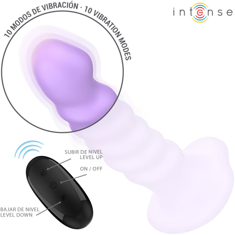 INTENSE - BRENDA VIBRATOR SIZE M SPIRAL DESIGN 10 VIBRATIONS PURPLE REMOTE CONTROL - Imagem de 3