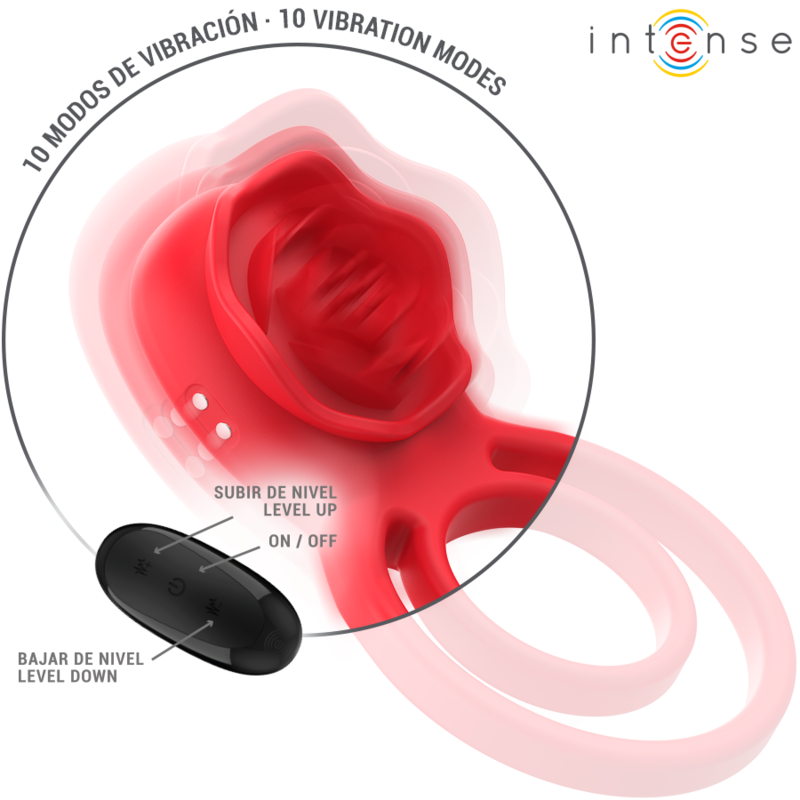 INTENSE - GAIL STIMULATOR ROSE 10 VIBRATIONS RED REMOTE CONTROL - Imagem de 3