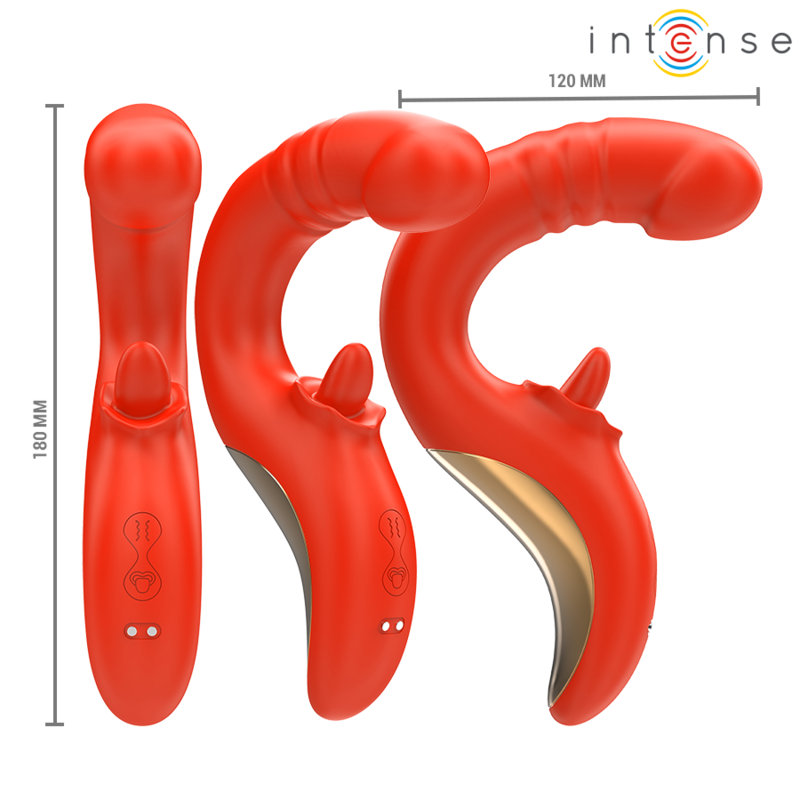 INTENSE - PAULINA VIBRATOR AND STIMULATOR IN U SHAPE RED - Imagem de 4