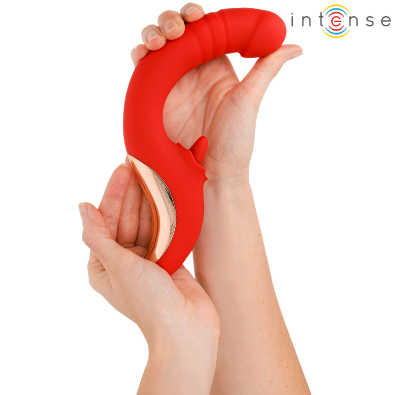 INTENSE - PAULINA VIBRATOR AND STIMULATOR IN U SHAPE RED - Imagem de 3