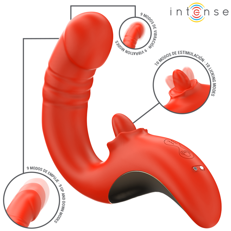 INTENSE - PAULINA VIBRATOR AND STIMULATOR IN U SHAPE RED - Imagem de 2