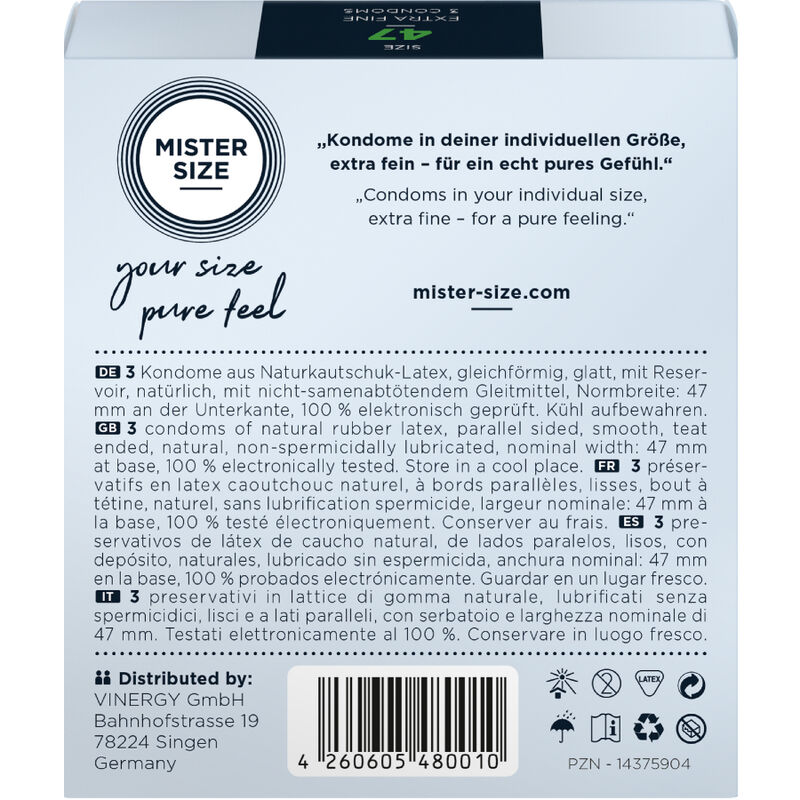 MISTER SIZE - CONDOMS SIZE XS 47 MM (3 UNITS) - Imagem de 3