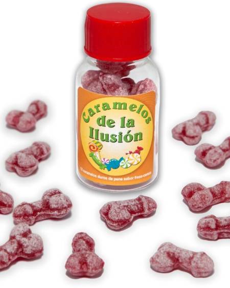 DIABLO PICANTE - 12 PENIS-SHAPED ILLUSION CANDIES STRAWBERRY/CHERRY