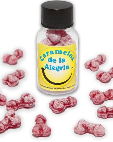 DIABLO PICANTE - 12 PENIS-SHAPED JOY CANDIES STRAWBERRY/CHERRY