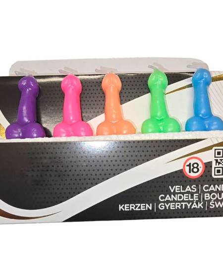 DIABLO PICANTE - BOX OF 5 PENIS-SHAPED CANDLES IN DIFFERENT COLORS
