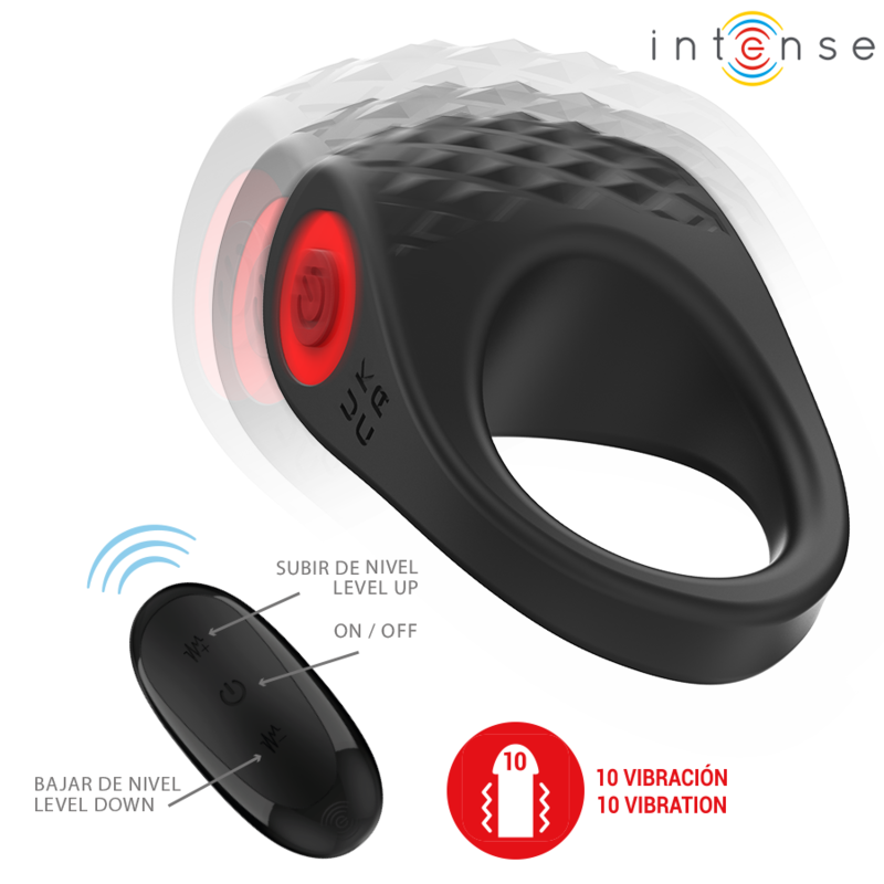 INTENSE - CLOVER VIBRATOR PENIS RING 10 VIBRATIONS BLACK - Imagem de 4