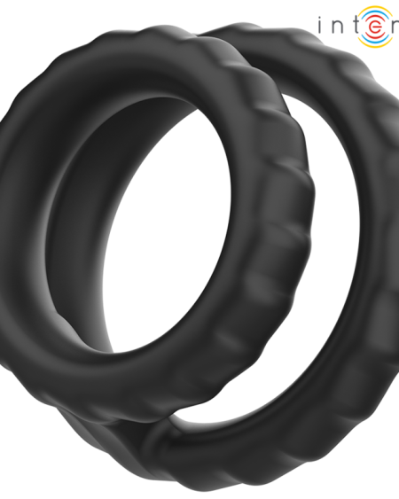 INTENSE - DEWEY DOUBLE SILICONE PENIS RING BLACK MODEL 2