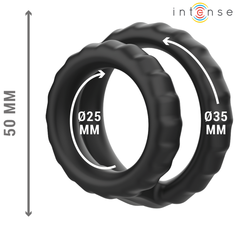 INTENSE - DEWEY DOUBLE SILICONE PENIS RING BLACK MODEL 2 - Imagem de 3