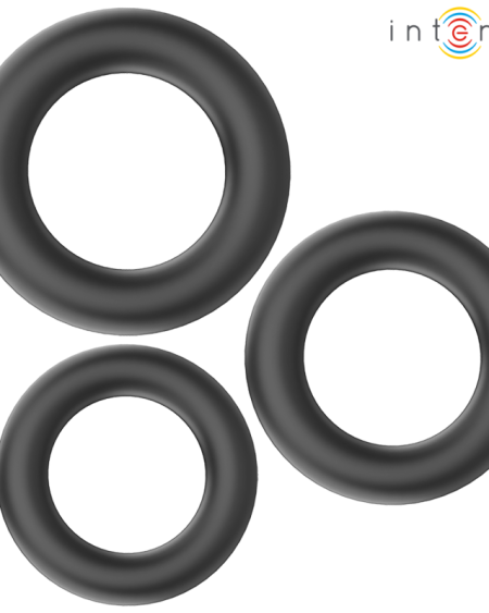 INTENSE - HUGH 3 BASIC SILICONE PENIS RINGS BLACK