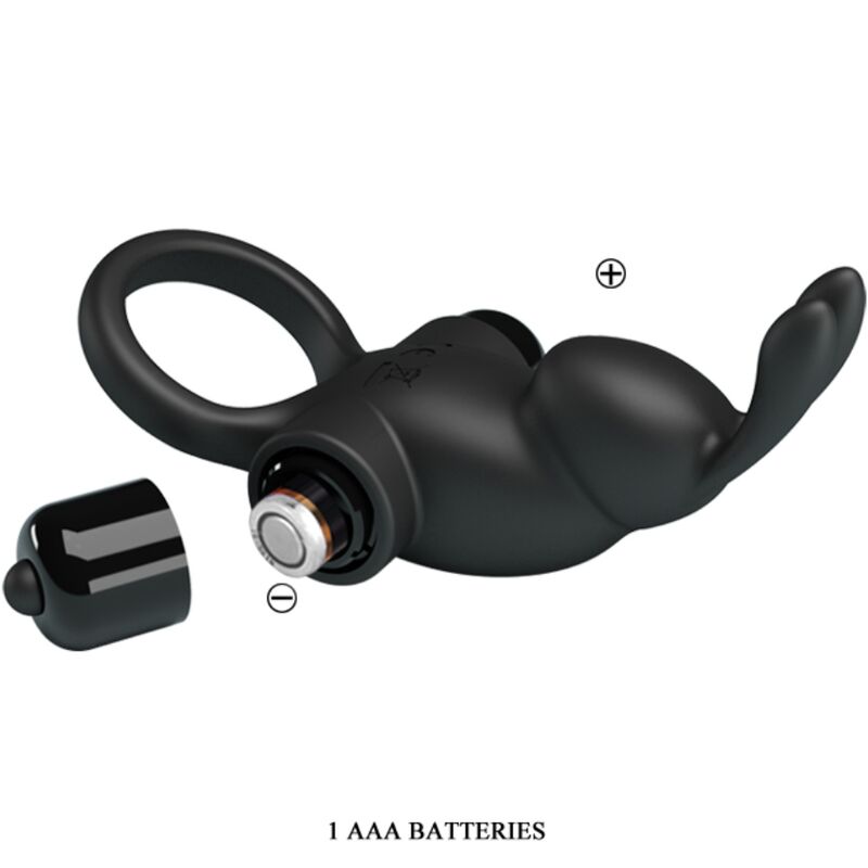 PRETTY LOVE - VIBRATING RING + RABBIT CLITORIS STIMULATOR 10 VIBRATIONS BLACK - Imagem de 5