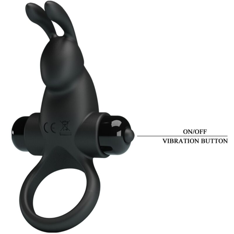 PRETTY LOVE - VIBRATING RING + RABBIT CLITORIS STIMULATOR 10 VIBRATIONS BLACK - Imagem de 4
