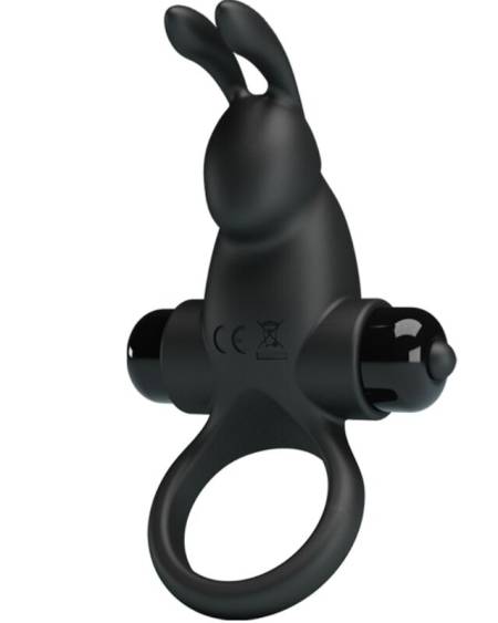 PRETTY LOVE - VIBRATING RING + RABBIT CLITORIS STIMULATOR 10 VIBRATIONS BLACK