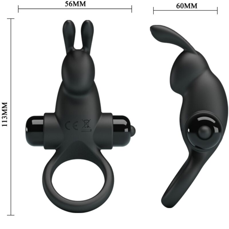 PRETTY LOVE - VIBRATING RING + RABBIT CLITORIS STIMULATOR 10 VIBRATIONS BLACK - Imagem de 3