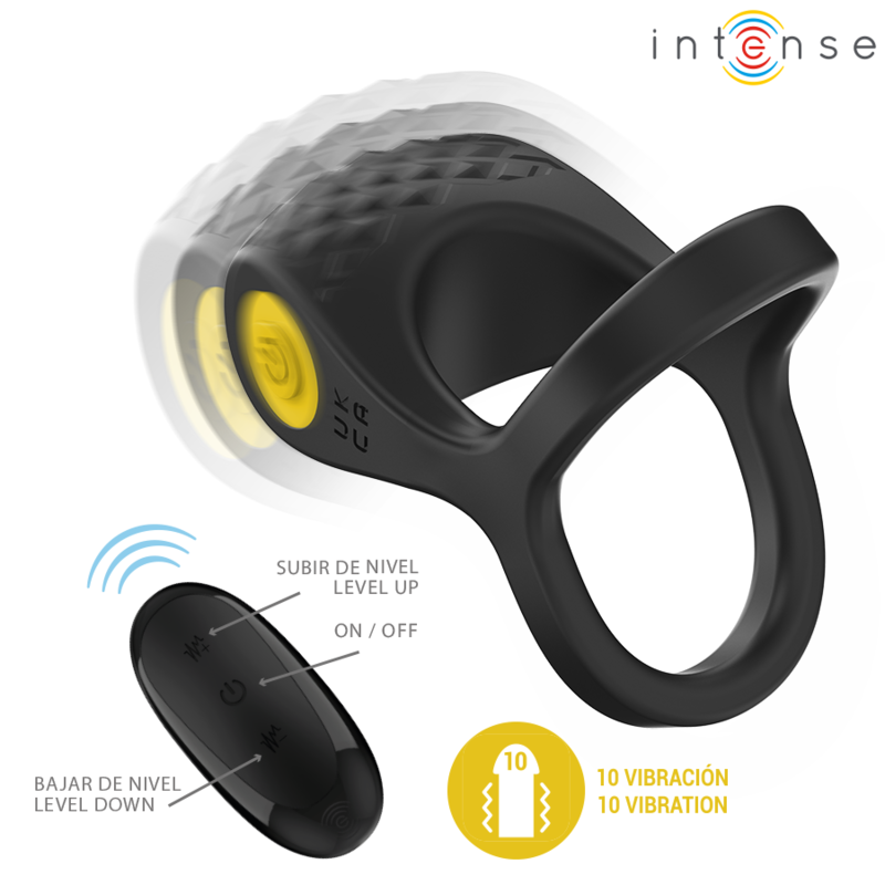 INTENSE - ALEX VIBRATOR DOUBLE PENIS RING 10 VIBRATIONS BLACK - Imagem de 4