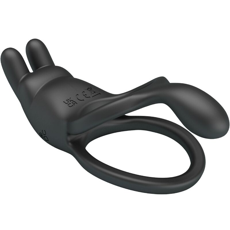 PRETTY LOVE - SETH DOUBLE VIBRATING RING RABBIT 7 VIBRATIONS BLACK - Imagem de 4