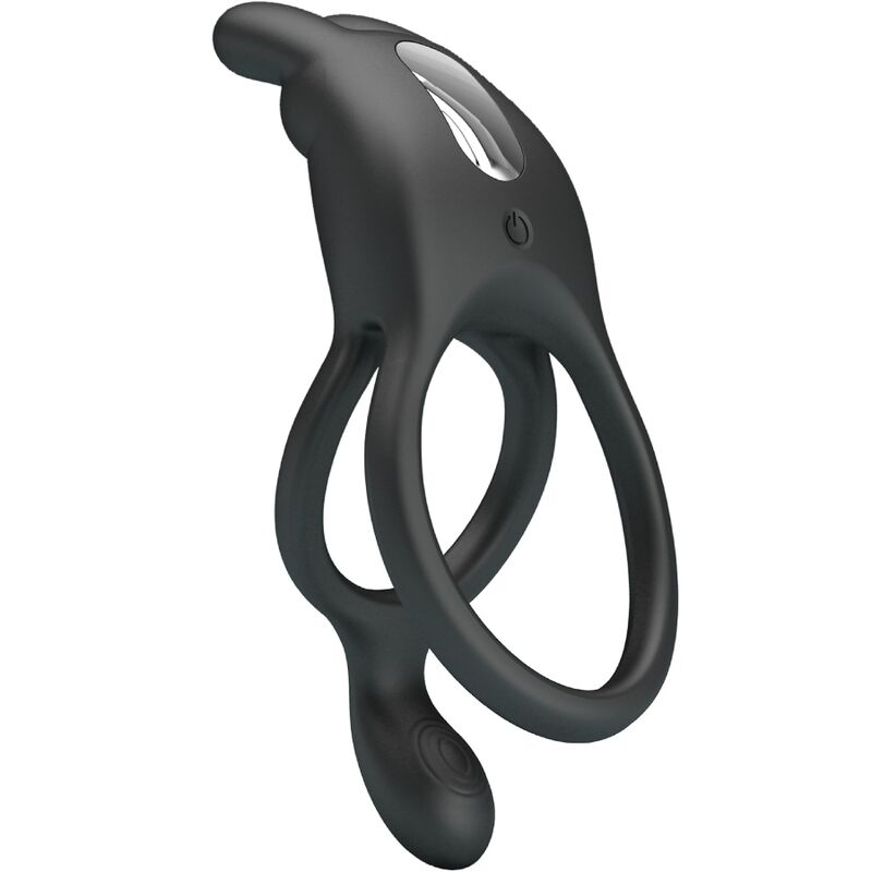 PRETTY LOVE - SETH DOUBLE VIBRATING RING RABBIT 7 VIBRATIONS BLACK - Imagem de 2