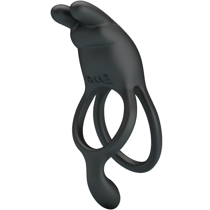 PRETTY LOVE - SETH DOUBLE VIBRATING RING RABBIT 7 VIBRATIONS BLACK - Imagem de 3