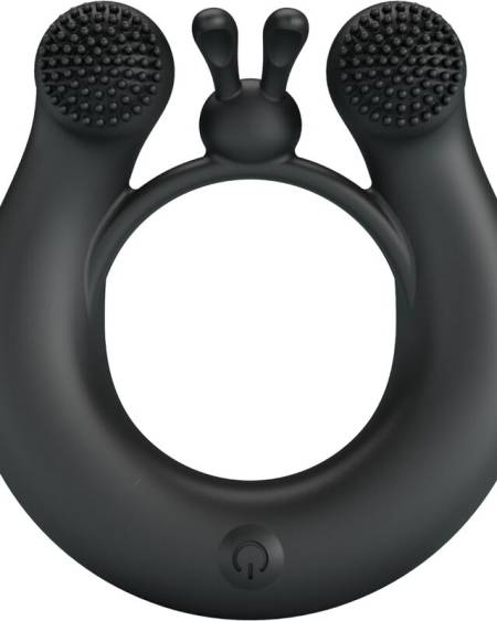 PRETTY LOVE - DAHLIA VIBRATING RING + CLITORIS STIMULATOR 12 VIBRATIONS BLACK