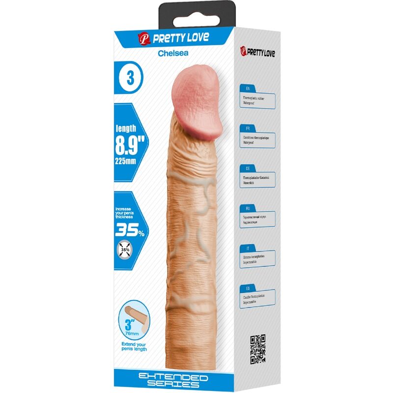 PRETTY LOVE - CHELSEA PENIS SLEEVE WITH 7.6 CM EXTENSION FLESH - Imagem de 5