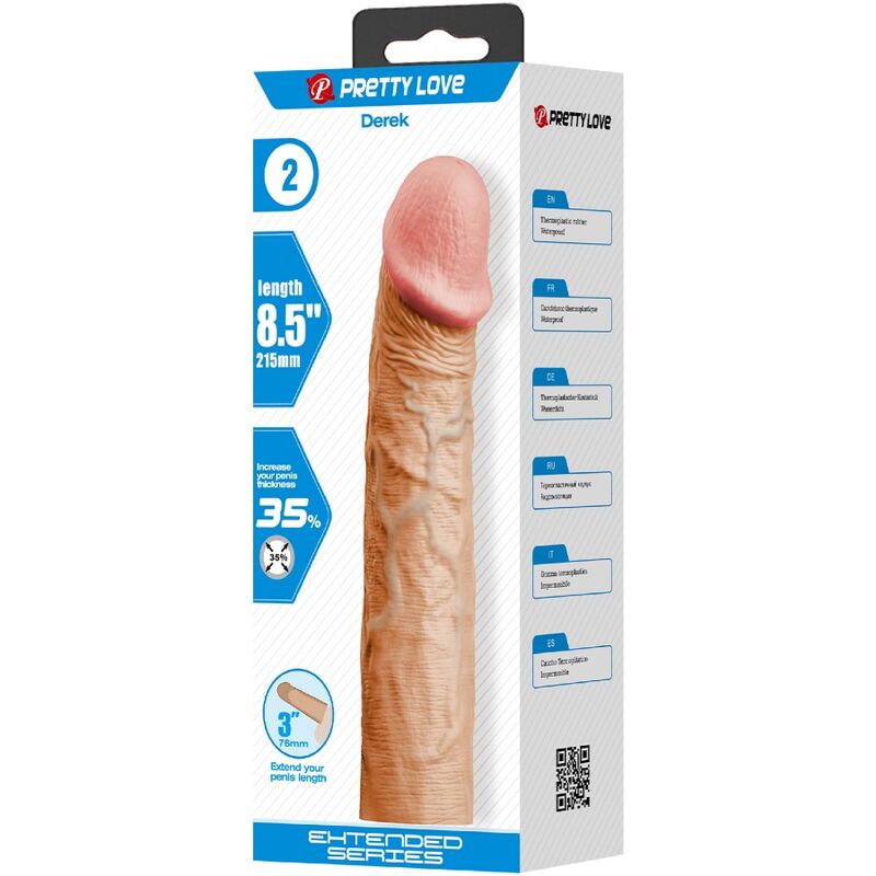 PRETTY LOVE - DEREK PENIS SLEEVE WITH 7.6 CM EXTENSION FLESH - Imagem de 5