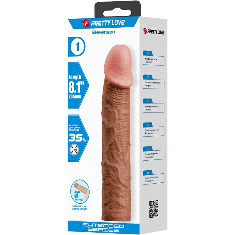 PRETTY LOVE - STEVENSON PENIS SLEEVE WITH 7.6 CM EXTENSION MULATTO - Imagem de 5
