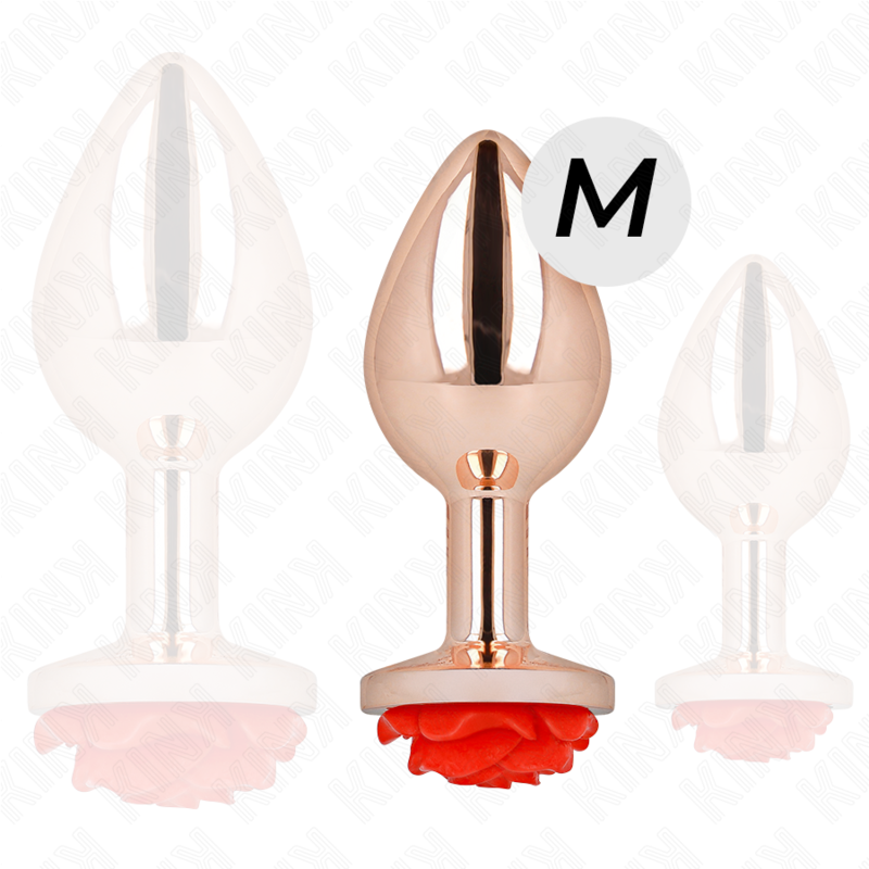 KINK - PINK GOLD ANAL PLUG WITH RED ROSE M - Imagem de 2
