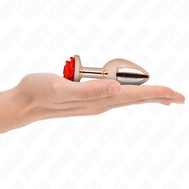 KINK - PINK GOLD ANAL PLUG WITH RED ROSE M - Imagem de 3