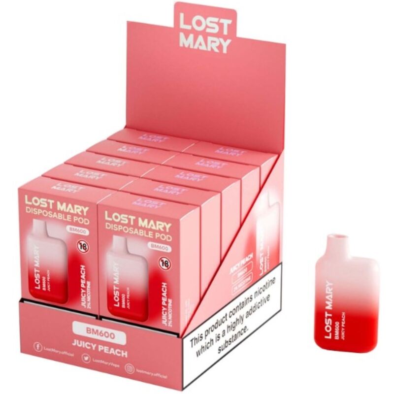LOST MARY - BM600 NICOTINE VAPER 2% DESCARTÁVEL JUICY PEACH - Imagem de 2