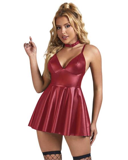 SUBBLIME - 955403 DRESS WITH BURGUNDY LEATHER STRAPS L/XL