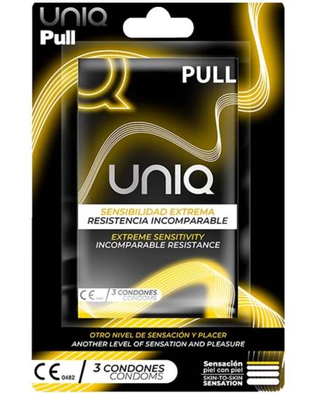 UNIQ - PULL LATEX FREE CONDOMS WITH STRIPS 3 UNITS