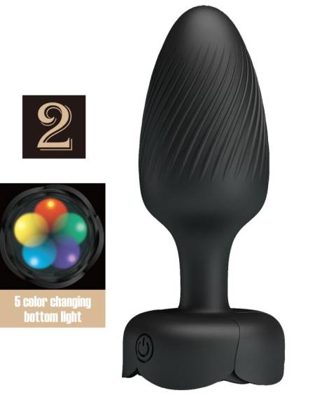 PRETTY LOVE - VARIAN ANAL PLUG WITH  LED LIGHT BLACK 10.8 CM