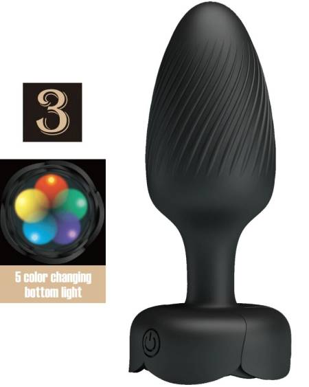 PRETTY LOVE - OSBORN ANAL PLUG WITH  LED LIGHT BLACK 9.8 CM