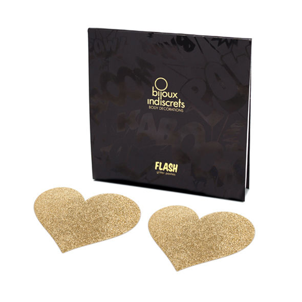 BIJOUX - INDISCRETS FLASH GOLDEN HEART NIPPLE COVERS - Imagem de 2