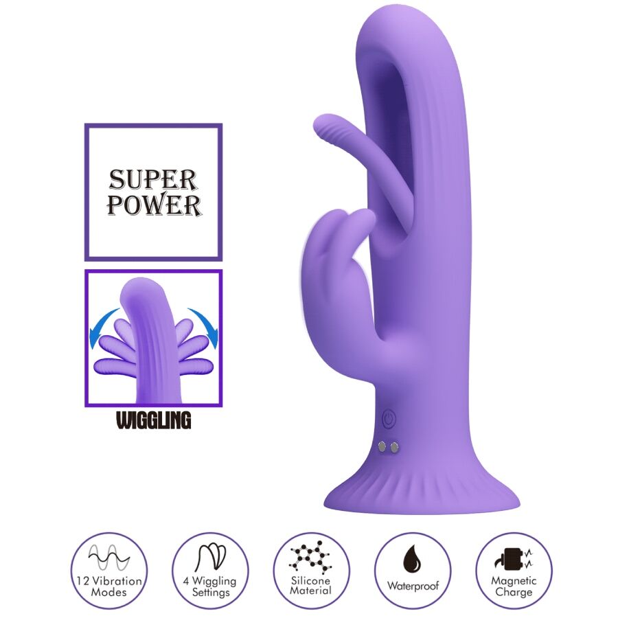 PRETTY LOVE - KILLMOULIS RABBIT VIBRATOR 12 VIBRATION MODES PURPLE - Imagem de 5