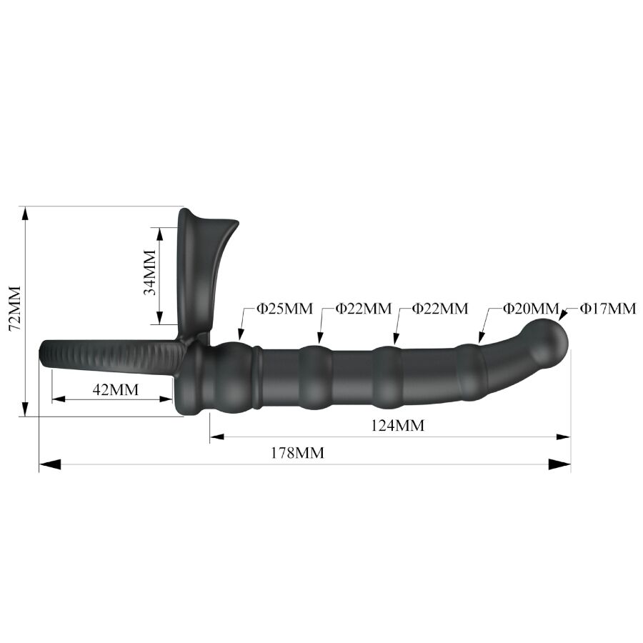 PRETTY LOVE - TATUM VIBRATING PENIS RING WITH PLUG 10 VIBRATIONS BLACK - Imagem de 5