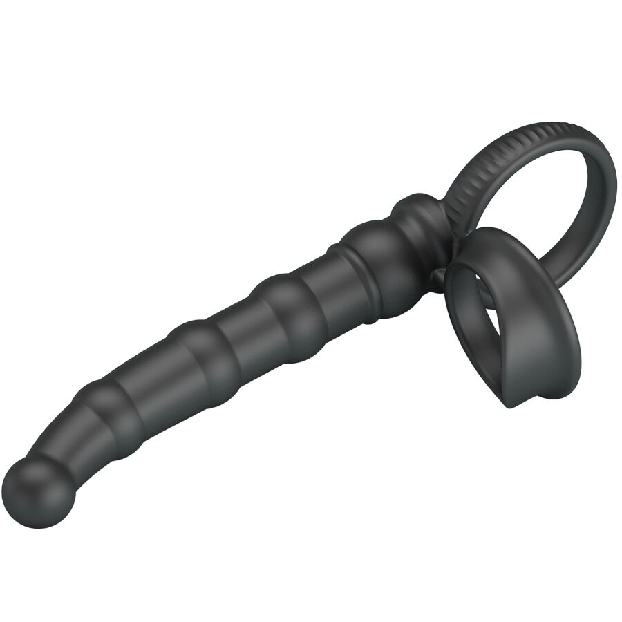 PRETTY LOVE - TATUM VIBRATING PENIS RING WITH PLUG 10 VIBRATIONS BLACK - Imagem de 3