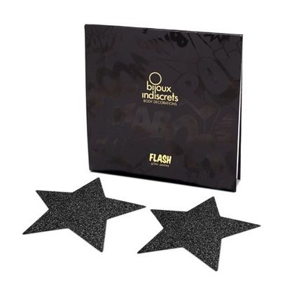 BIJOUX - INDISCRETS FLASH BLACK STAR NIPPLE CAPS - Imagem de 2