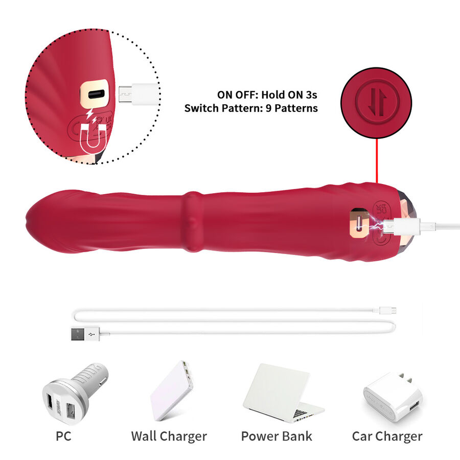 ARMONY - THERMO-ADJUSTABLE POINT A STIMULATOR VIBRATOR DILDO RED - Imagem de 5