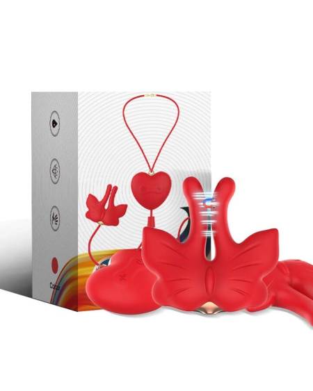ARMONY - MAGNETIC NIPPLE CLAMPS WITH VIBRATION BUTTERFLY SHAPE RED