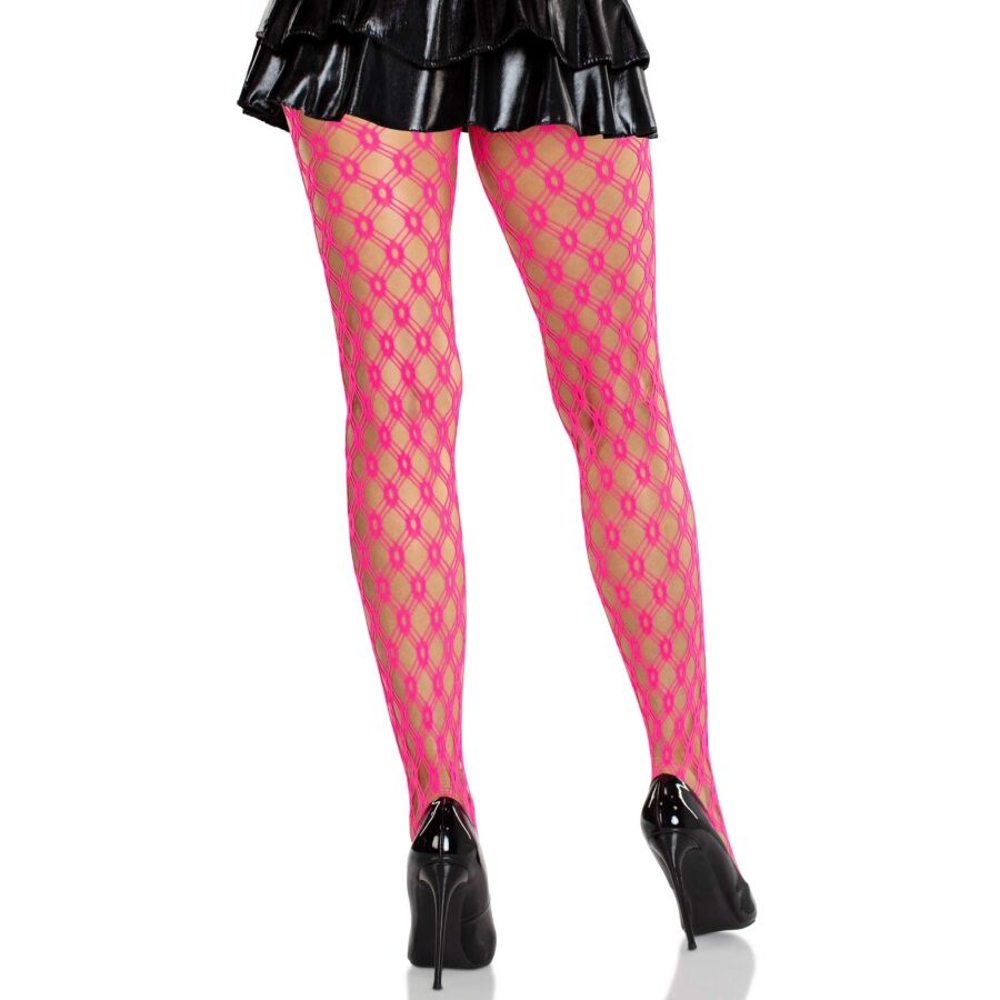 LEG AVENUE - LACE TIGHTS WITH EYELETS NEON PINK - Imagem de 2