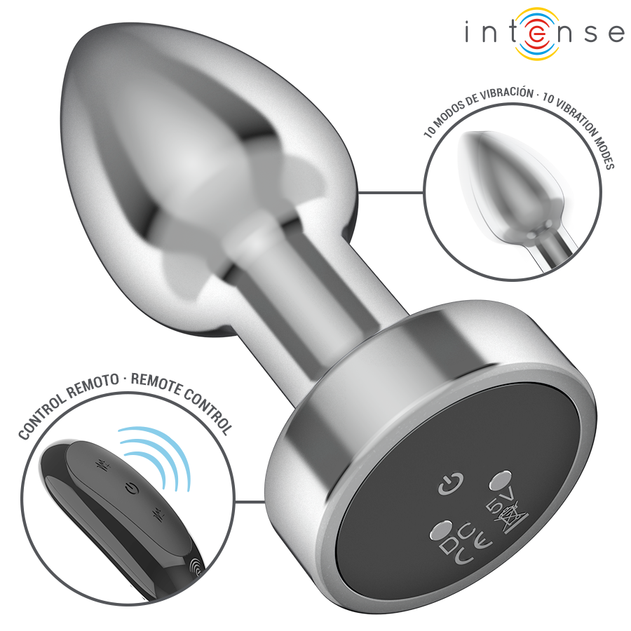 INTENSE - ANAL PLUG 10 VIBRATIONS METAL WITH REMOTE CONTROL S - Imagem de 4