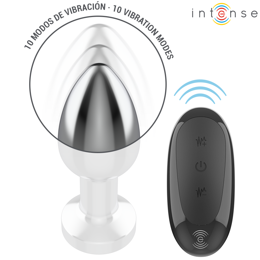 INTENSE - ANAL PLUG 10 VIBRATIONS METAL WITH REMOTE CONTROL M - Imagem de 5