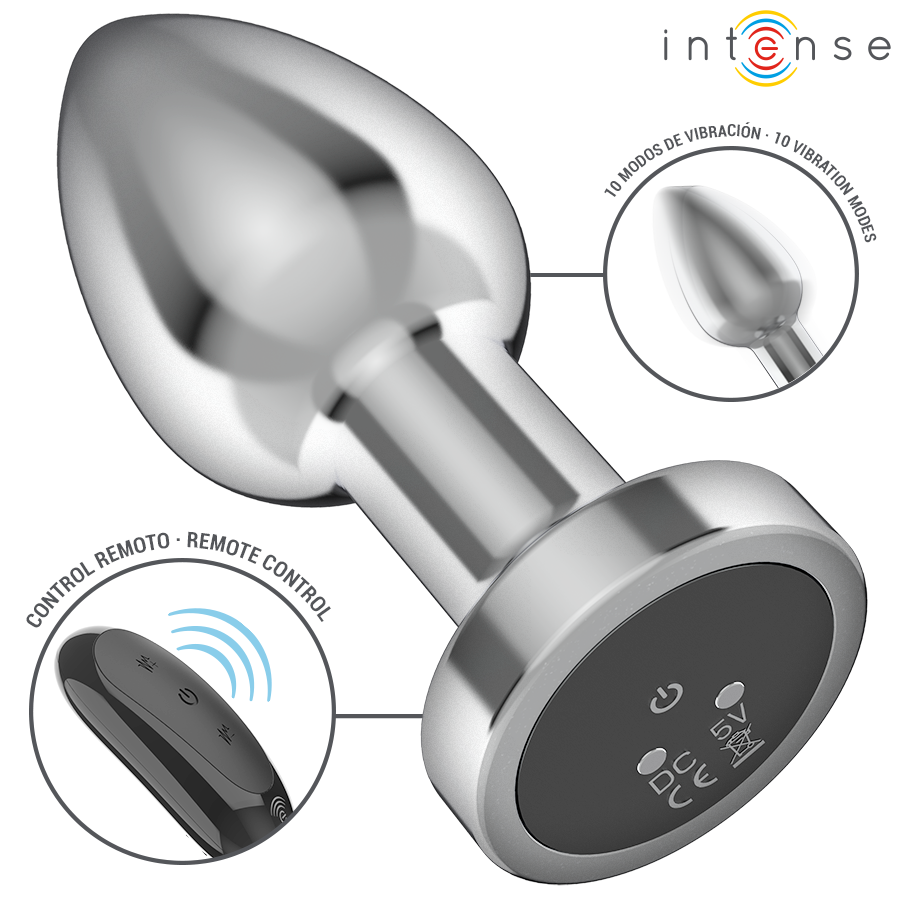 INTENSE - ANAL PLUG 10 VIBRATIONS METAL WITH REMOTE CONTROL M - Imagem de 4