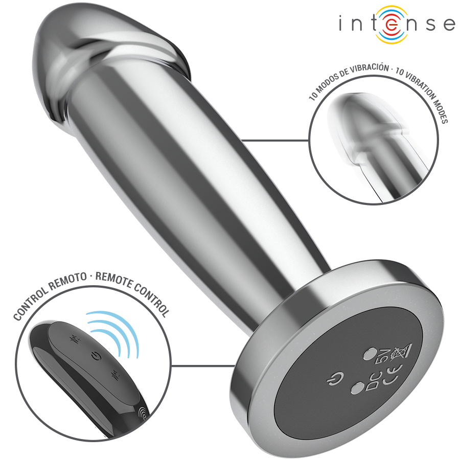 INTENSE - ANAL PLUG 10 VIBRATIONS METAL DILDO WITH REMOTE CONTROL S - Imagem de 3