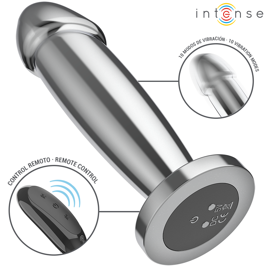 INTENSE - ANAL PLUG 10 VIBRATIONS METAL DILDO WITH REMOTE CONTROL M - Imagem de 3