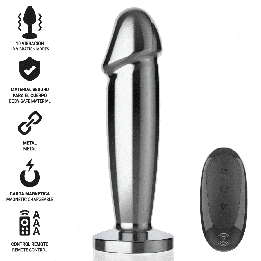INTENSE - ANAL PLUG 10 VIBRATIONS METAL DILDO WITH REMOTE CONTROL S - Imagem de 2