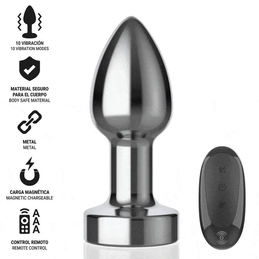 INTENSE - ANAL PLUG 10 VIBRATIONS METAL WITH REMOTE CONTROL S - Imagem de 2