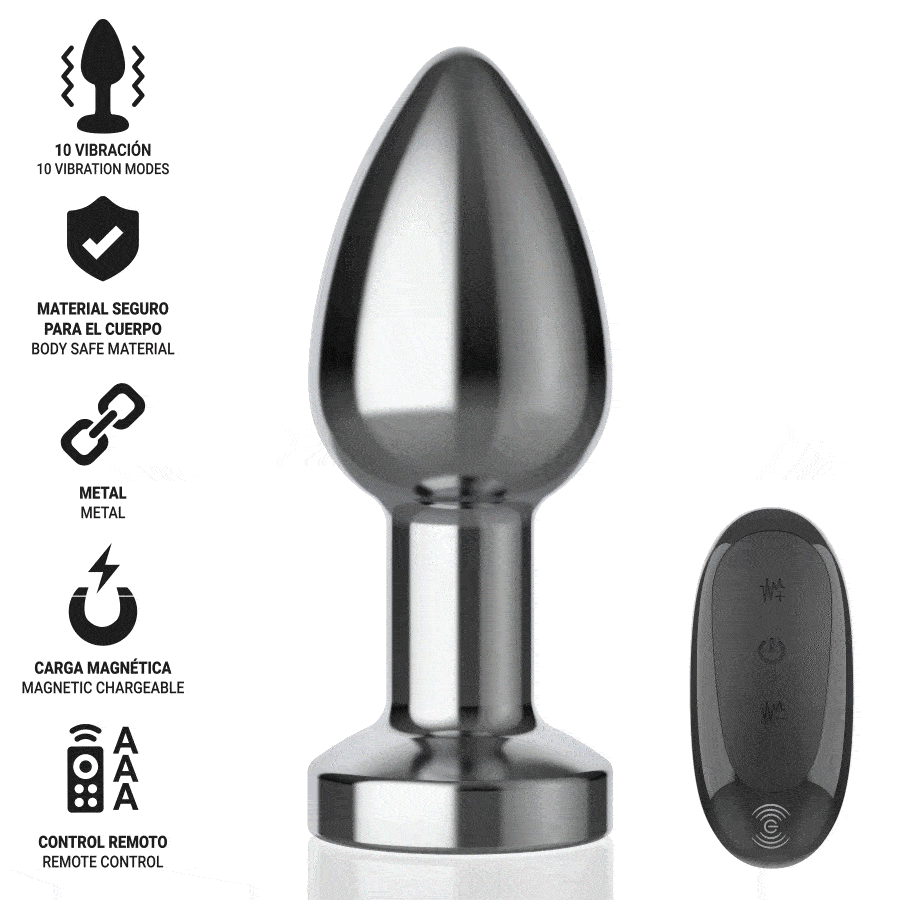 INTENSE - ANAL PLUG 10 VIBRATIONS METAL WITH REMOTE CONTROL M - Imagem de 2