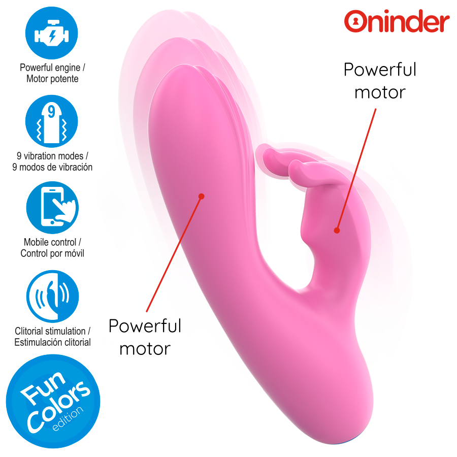 ONINDER CUTE - LOVE BUNNY VIBRATOR G-SPOT CLITORIS - FREE WORLDWIDE APP - Imagem de 3